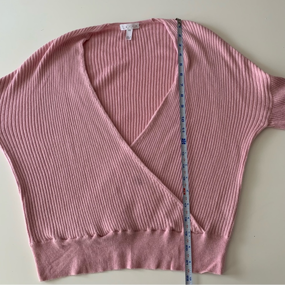 Leith pink ribbed wrap sweater size XXS - Picture 6 of 7